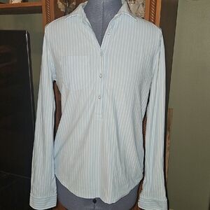 Cutter & Buck Light Blue Striped Long Sleeves Top Medium